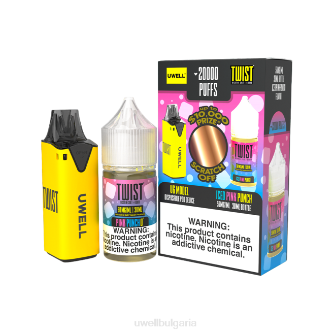 UWELL Vape For Sale - UWELL V6 устройство за еднократна употреба + Daddy's Vapor 30ml сок - пакет за сътрудничество clr: жълт/flv: леден розов пунш 50 mg XJ6P218